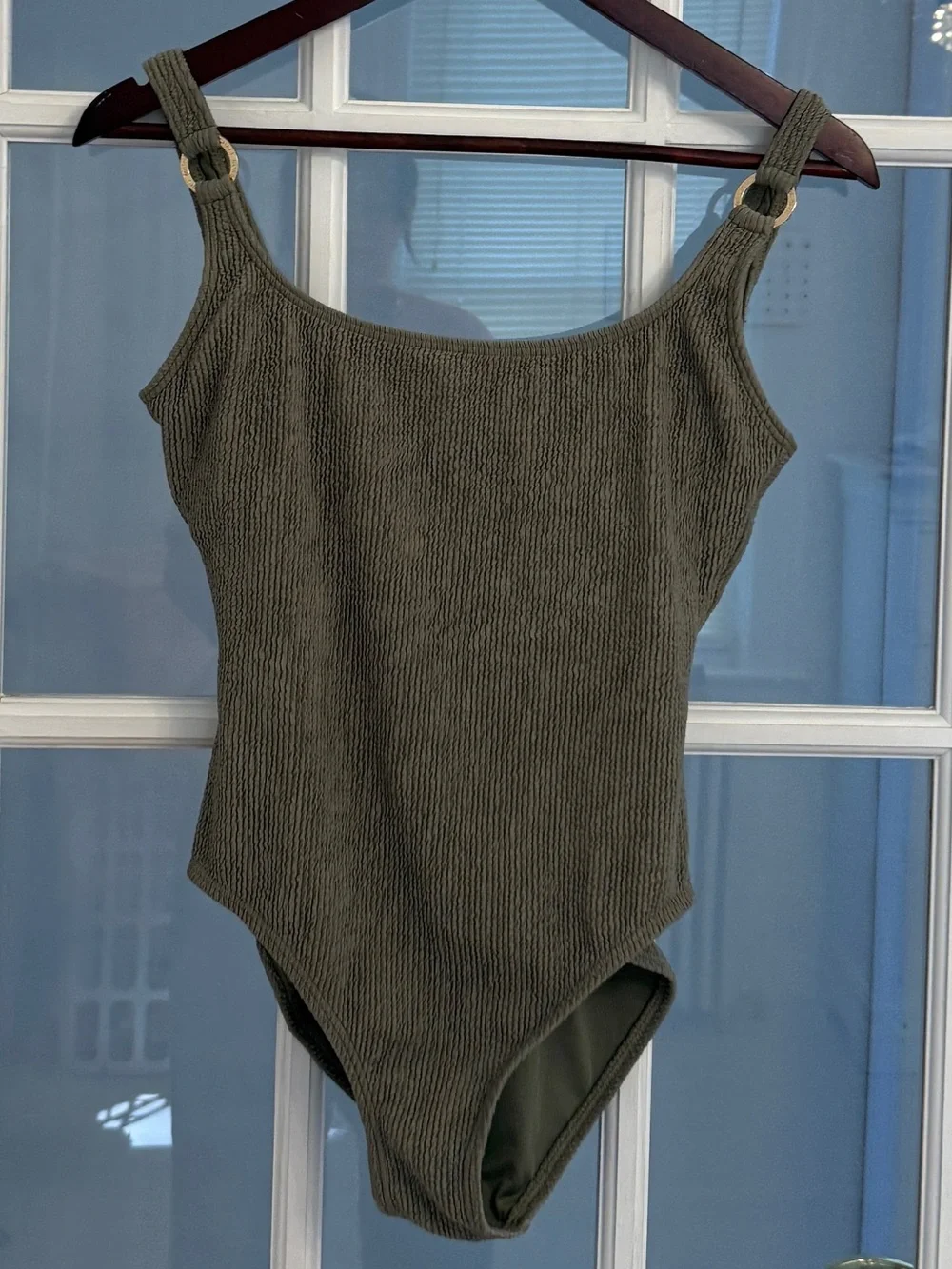 MICHAEL KORS Women’s Olive Green Textured One Piece Swimsuit Size 12